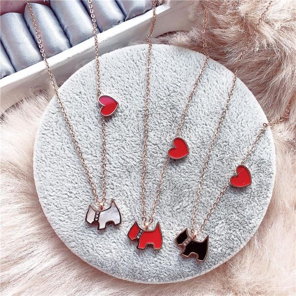 Colares Pingente Yun Ruo Rose Gold Cute Heart Dog Colar Mulher 316 Titânio Aço Jóias Presente de Aniversário Não Mudar Cor Gota