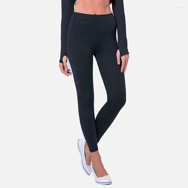 Aktive Hosen Solid Black Yoga Leggings Frauen Nahtlose Fitness Kompression Hohe Taille mit Tasche innen Gym Jogger Strumpfhosen