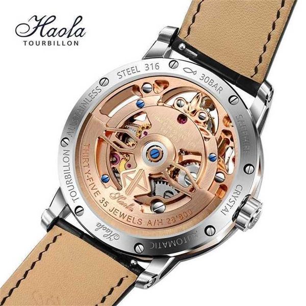 Relógios de grife masculino relógios de pulso mecânicos para esqueleto automático movimento turbilhão dupla primavera tourbillonwristwat ly