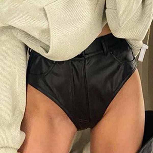 Pantaloncini da donna Pigiama in ecopelle Pu per donna a vita media Casual weekend micro elastico corto taglie forti Ragazze