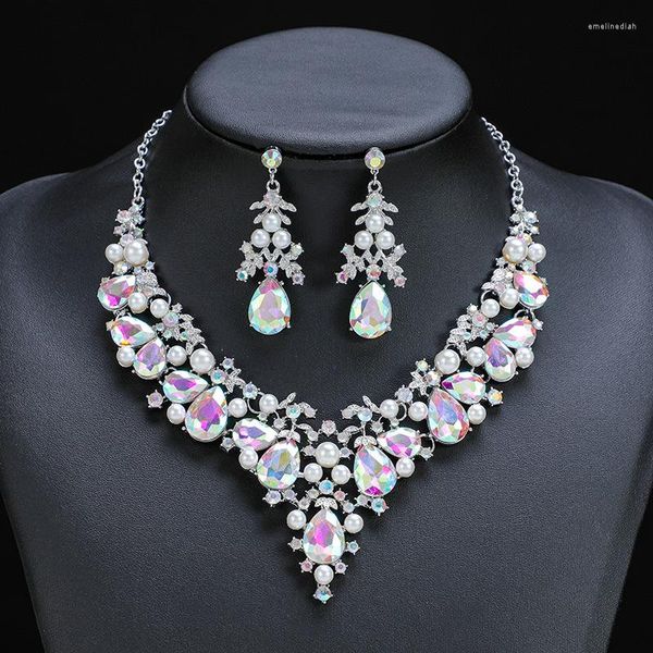 Серьги-ожерелья 2023 Дубайское золото для женщин и роскошные свадебные украшения из циркония