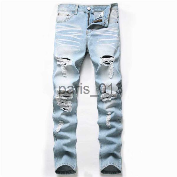 Jeans masculinos 2021 outono nova moda retro buraco jeans calças de algodão denim calças masculinas plus size de alta qualidade jeans dropshipping x0621 x0911