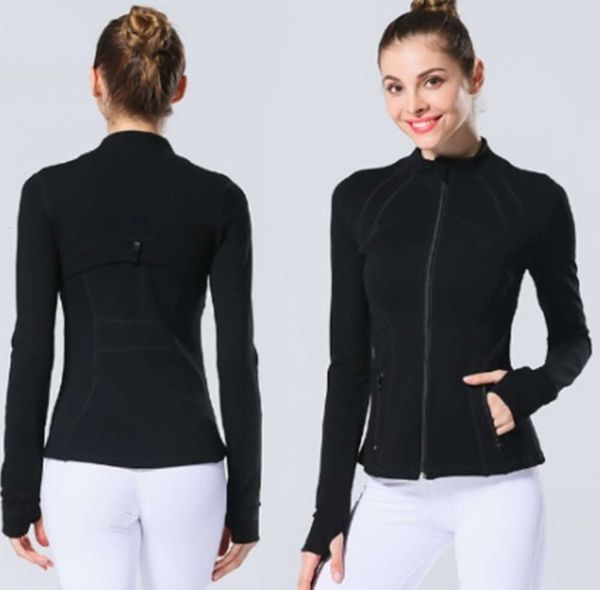 LU-05 2023 nueva chaqueta de Yoga para mujer, abrigo deportivo de entrenamiento definido, ropa deportiva de secado rápido, Top, sudadera sólida, ropa deportiva