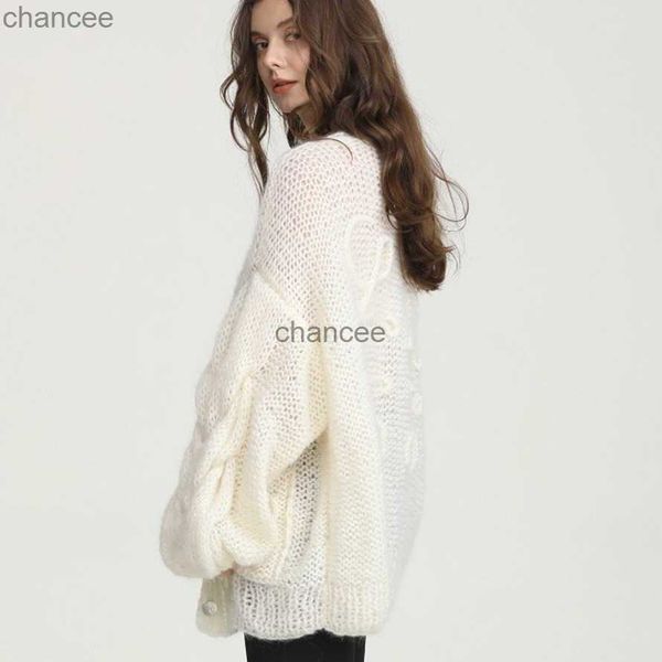 Pullover Pullover handgewebt gehäkelt Mohair lose faul Wind gerade Strickjacke Mantel Pendler Pullover Frauen HKD230911