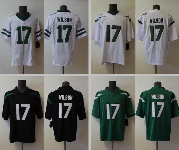 17 Garrett Wilson Camisetas de fútbol cosidas 8 Aaron Rodgers Hombres Mujeres Jóvenes S-3XL verde blanco camiseta local visitante