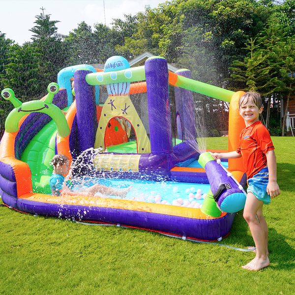 Set di parco giochi gonfiabili per i cortili per scivolo d'acqua parco salto Castello di rimbalzo Castello con soffiatore Bouncy House Jumper for Kids Innoor Outdoor Play Fun Small Toys