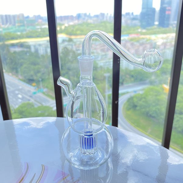 1x azul núcleo cabaça cachimbo de água tubo de água fumar bong vidro borbulhador tubo de água