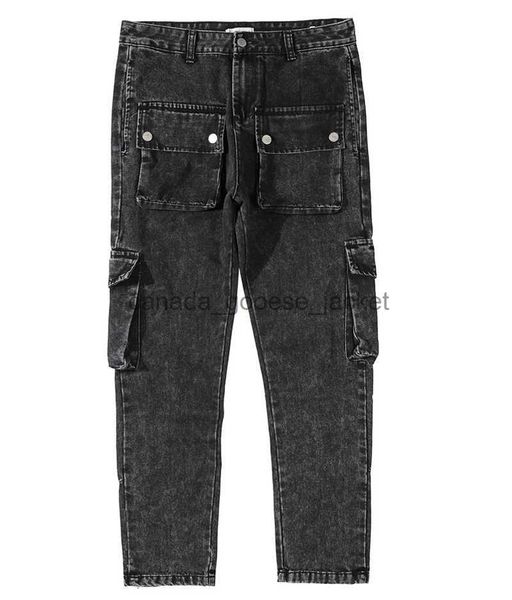 Jeans masculinos high street lavado bolso jeans homens solto ajuste geral calças jeans algodão jean masculino perna reta hip hop calças casuais ycl230911