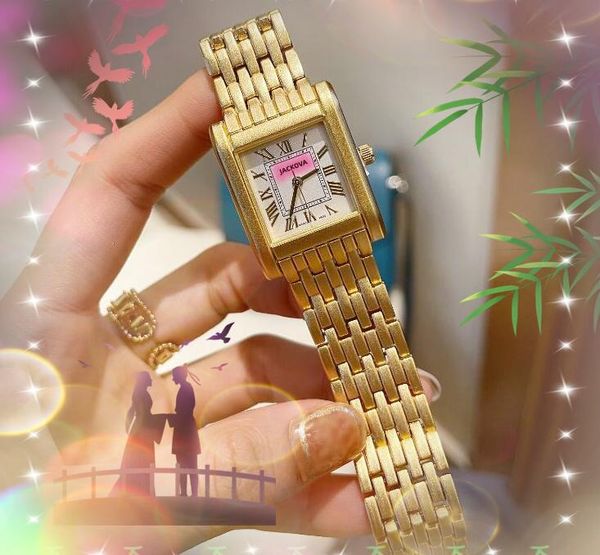 Moda número romano quadrado bateria de quartzo super relógio feminino pequeno tanque série relógio estilo popular negócios todos aço inoxidável rosa ouro prata cor relógios bonitos