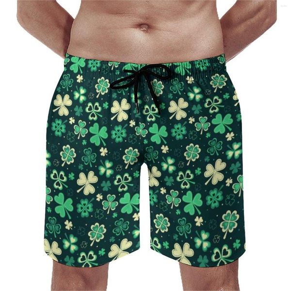 Herren Shorts Lucky Shamrock Board Happy St Patrick Lässige kurze Hosen Männliches Design Laufen Surfen Bequeme Strandhose Geschenk