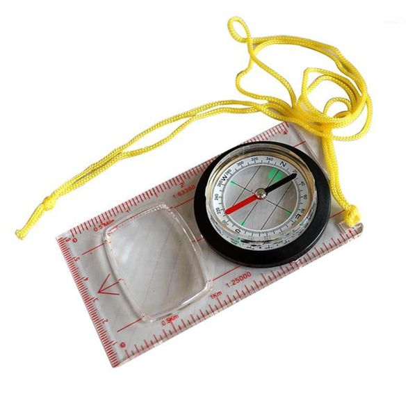 Gadget da esterno Intero - Piastra di base Righello Bussola Scout Camping Escursionismo Mappa Scala Lente d'ingrandimento Distanza Calcolo Guida alla direzione T298b