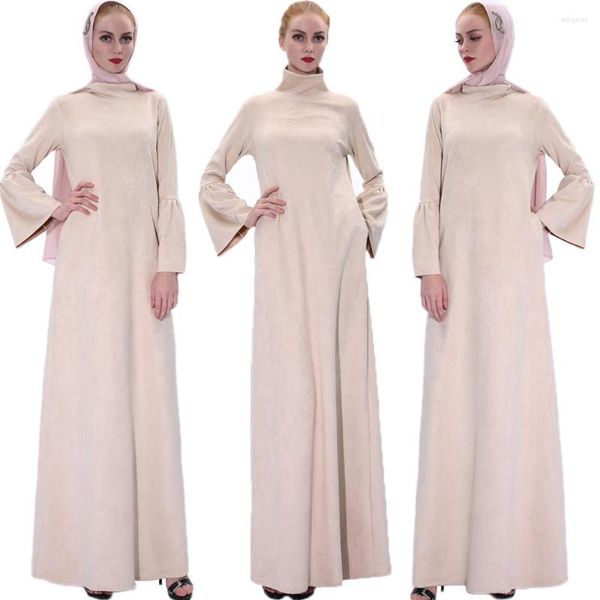 Этническая одежда Seude Abaya Dubai Jilbab Мусульманское женское платье-хиджаб Турецкий кафтан с расклешенными рукавами Длинное праздничное платье Исламский теплый халат Abayas