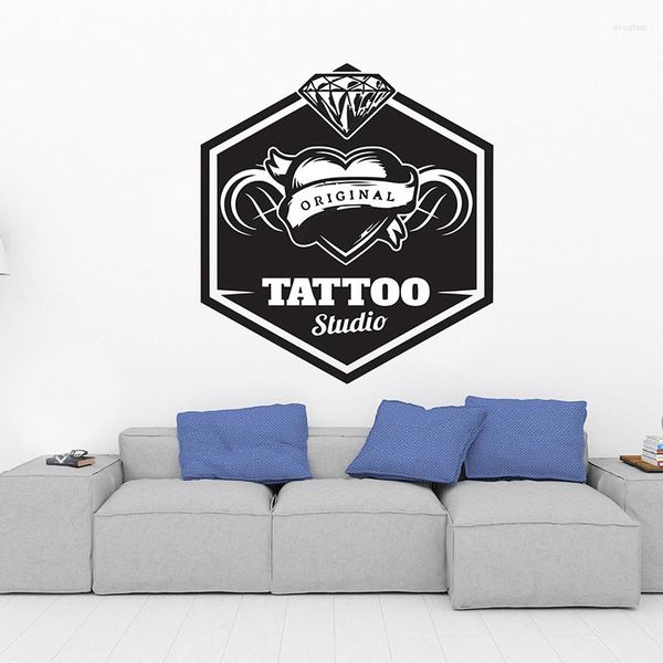 Adesivos de parede DIY personalizado tatuagem estúdio adesivo removível decalque para porta de vidro janela mural salão de beleza decoração 855