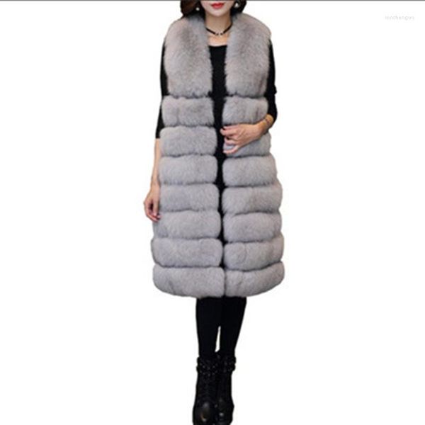 Женский меховой длинный жилет без рукавов из искусственного меха, имитация куртки, осенне-зимняя женская теплая модная одежда, свободная верхняя одежда XF708