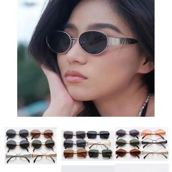 Modedesigner-Sonnenbrillen für Damen und Herren, Sonnenbrillen, gleiche Sonnenbrillen wie Lisa Triomphe, Strand, Straßenfoto, kleine Sonnenbrille, Metall, Vollformat. Heißer Artikel mit Box