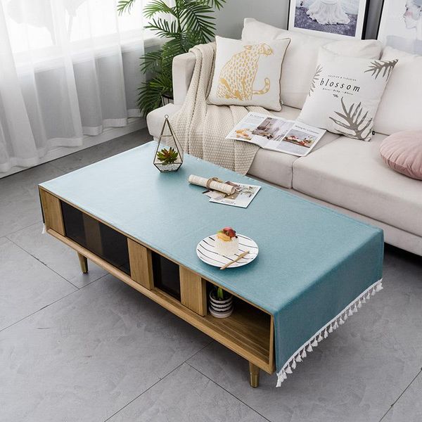 Toalha de mesa estilo nórdico, retangular, cor sólida, café, à prova d'água, à prova de óleo, toalha de mesa para casa, decoração de balcão de tv