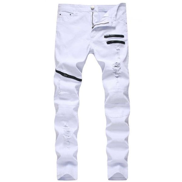 pantaloni di distruzione del buco dritto pantaloni in angoscia jeans uomini pantaloni in denim uomo jeans stil designer marchio bianco jean maschio x06212629