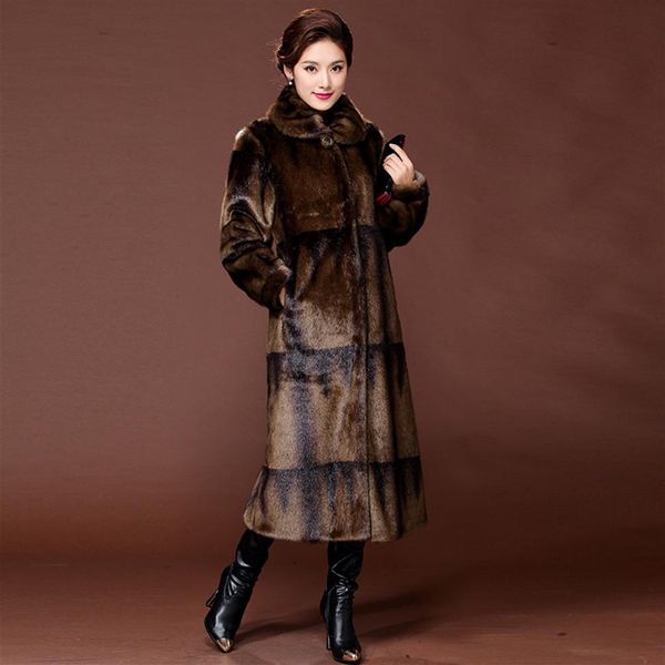 Casaco de vison real cor gradiente inteiro longo casacos de pele natural feminino inverno quente outerwear jaqueta de luxo couro genuíno 5xl s003327e