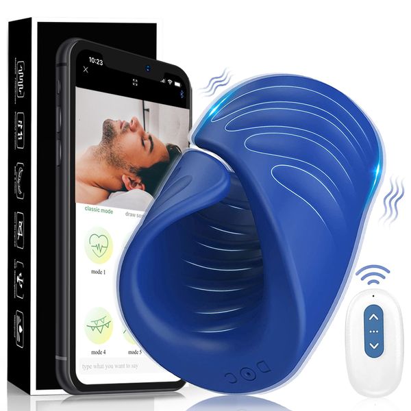 Erwachsene Spielzeug Bluetooth Penis Vibrator für Männer Masturbator Sex Maschine Verzögerung Trainer Cock Ring Eichel Massagegerät Männlich 230911