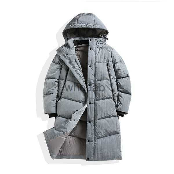 Casacos Parkas masculinos Novas jaquetas espessas jaqueta elegante para e roupas fofas brancas são super longas, ajuste clássico versátil estilo europeu HKD230911