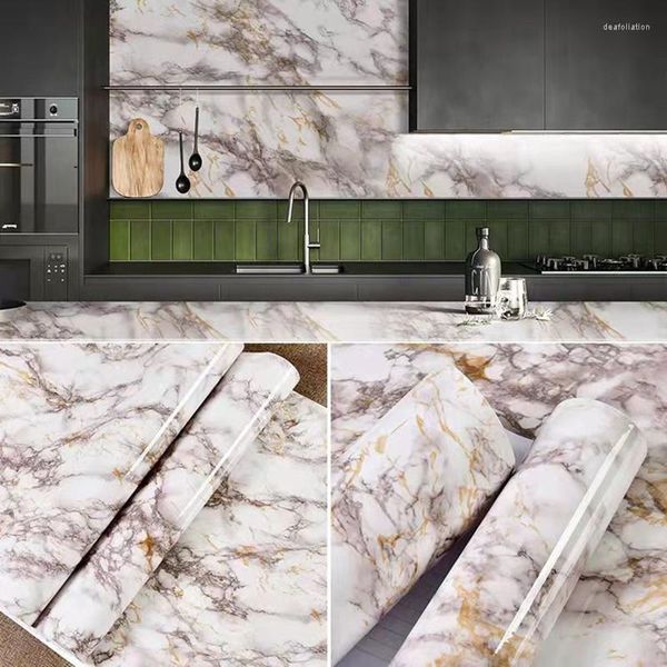 Sfondi Carta da parati in marmo per pareti in rotoli Adesivi murali impermeabili Tavolo da bagno Cucina Adesivo adesivo Arredamento mobili