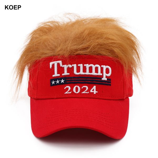 Бейсбольные кепки Дональд Трамп 2024 Кепка США Бейсбольные кепки Верх парика Президентская шляпа 3D вышивка Оптовая продажа Шапки 230908