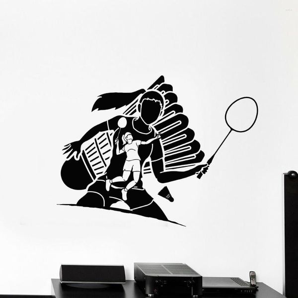 Autocollants muraux de Sport de Badminton, étiquette de jeu d'athlète pour fille, balle de Tennis, raquette, décor de chambre de fille, C731