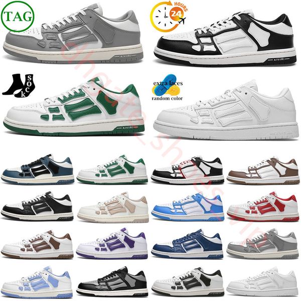 running Designer Skel Top Low Uomo Donna Scarpe Bones Hi Leather Sneakers Stella di lusso Scheletro Blu Rosso Bianco Nero Verde Grigio Rosa coppia casual Scarpe da donna da uomo