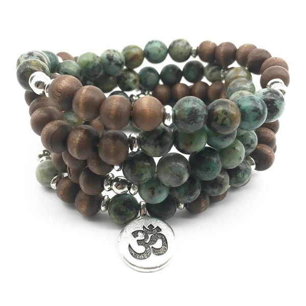 Perline Sn1371 Bracciale moda per donna Alta qualità Nce Healing Yoga 108 Braccialetti Mala Perline di legno naturale tuquoise africano Dhgarden Dht7K