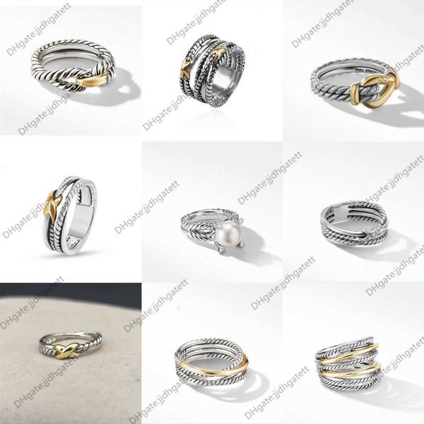 X anéis para mulheres jóias de designer de anel de luxo Hollow out transvers cúbico zirconia amarelo dourado em colorido de prata festa de moda jóias de jóias de casamento tamanhos 6-9