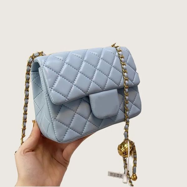 Borsa firmata Channel Borsa a mano con pallina dorata da donna con patta Diamond Lattice caviale Borse in pelle di vacchetta borse a tracolla pochette a catena borse a tracolla tote borsa portafoglio all'ingrosso