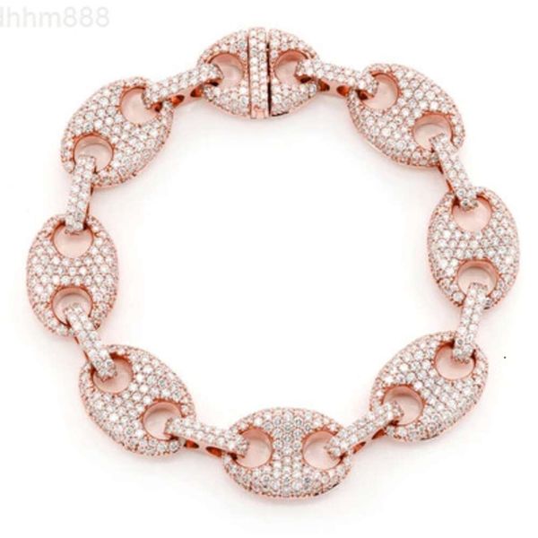 Gra-zertifizierter Moissanit-Armbandschmuck aus 14 Karat Roségold mit verstellbarem Mariner-Diamant, 11,25 ctw, ausgefallener kubanischer Link-Armbandschmuck