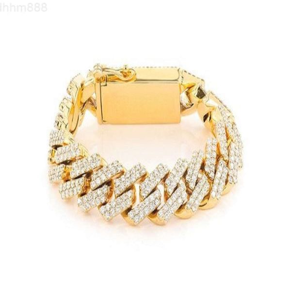 Vendita calda Shinny Bracciale cubano regolabile con diamanti Bracciale unico in moissanite placcato oro per regalo di fidanzamento per lei