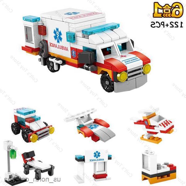 Blöcke Stadt Serie Medizinische Krankenwagen In1 Bausteine Rettungs Fahrzeuge Arzt Auto Klassische DIY Modell Kind Für Spielzeug Geschenk R230911