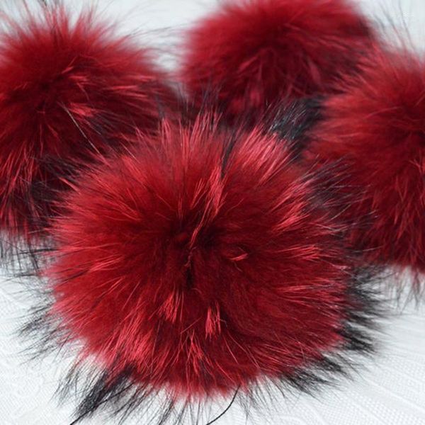 Berets 10 Teile/los DIY Große Größe 15 cm Echtpelz Pompoms Waschbär Pom Poms Bälle Natürliche Pompon Für Hüte Taschen Schuhe schals