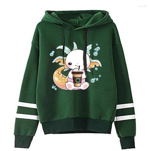 Damen Hoodies Axolotl Drink Bubble- Print Y2K Ästhetische Streetwear Casual Fashion Sweatshirt Koreanischer Hoodie Trainingsanzug Herren