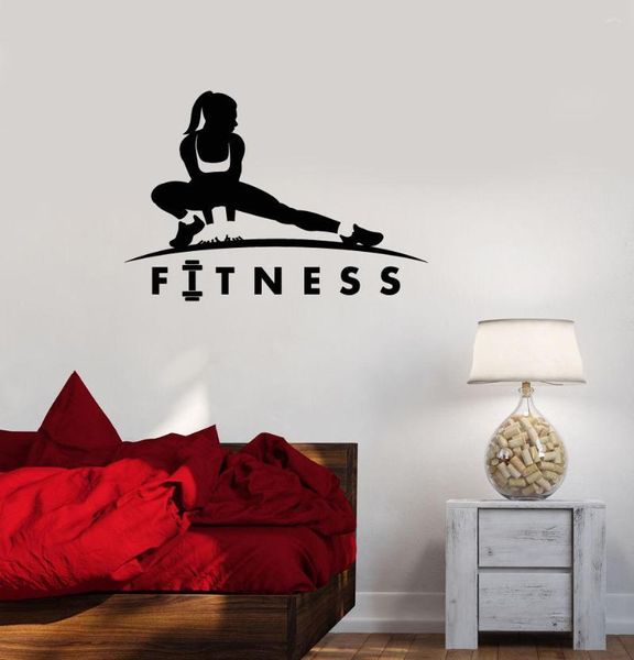 Adesivos de parede fitness estilo de vida saudável esportes motivação mulher meninas adesivo arte design removível cartaz mural decalques w99