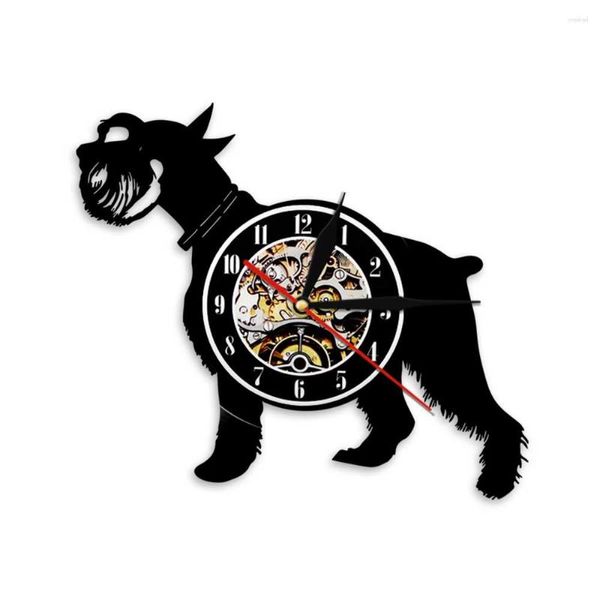 Wanduhren Schnauzer Hund Rekorduhr Rasse Scottish Terrier Welpe Silhouette Hängeuhr Porträt Kunst Haustierliebhaber Geschenk