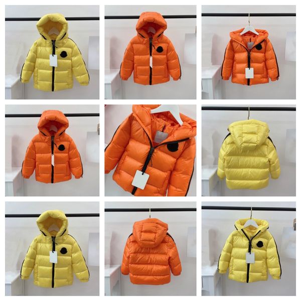 Модные детские куртки Пальто Дизайнерские пальто Детская одежда Детская одежда с капюшоном Толстая теплая верхняя одежда Дизайнеры для девочек и мальчиков Верхняя одежда 90% Белые утиные куртки Желтый Оранжевый