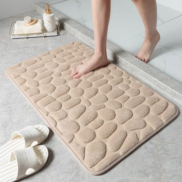 Memory Foam Memory Memory Baglie di velluto in rilievo soggiorno Non slittata mobile in ciottolo arredamento tappetino a pavimento.