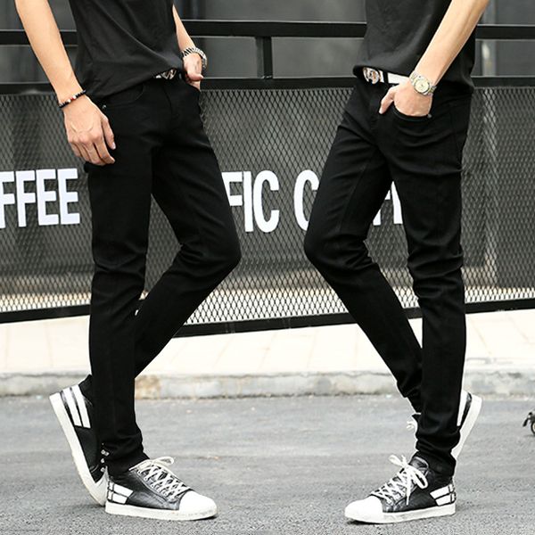 Чистые черные джинсы, мужские эластичные брюки, обтягивающие мужские джинсы из свежего мяса, модные корейские стильные солнечные зеленые универсальные