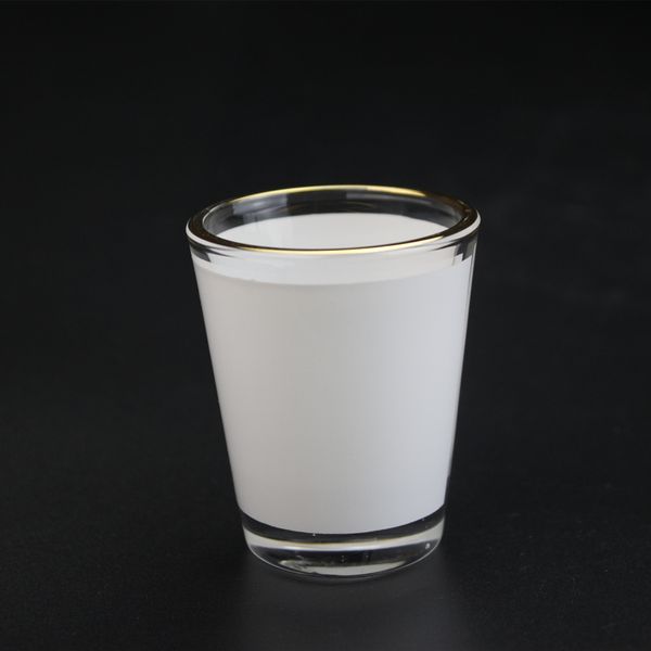 1,5 Unzen Sublimations-Schnapsglas 50 ml Wärmeübertragungs-Weißweinglas mit Goldlinie 144 Stück pro Karton QMR27c