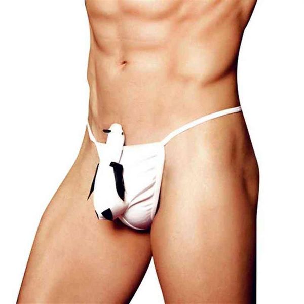 Masculino engraçado dos desenhos animados pinguim tanga g-string calças roupa interior sexy breve cosplay traje sexy t-back lingerie w220324228d