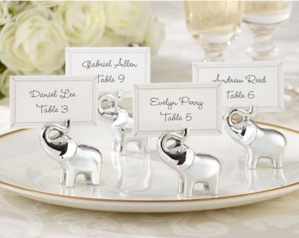 Lucky in Love SilverFinish Lucky Elephant Place Card Porta-fotos com cartão em branco ZZ