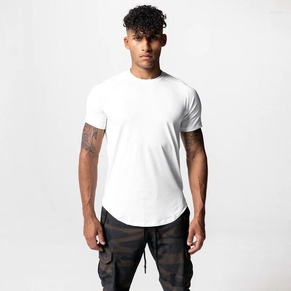 T-shirt da uomo estive oversize sportive a maniche corte in rete traspirante ad asciugatura rapida allenamento fitness T-shirt casual elastica in tinta unita