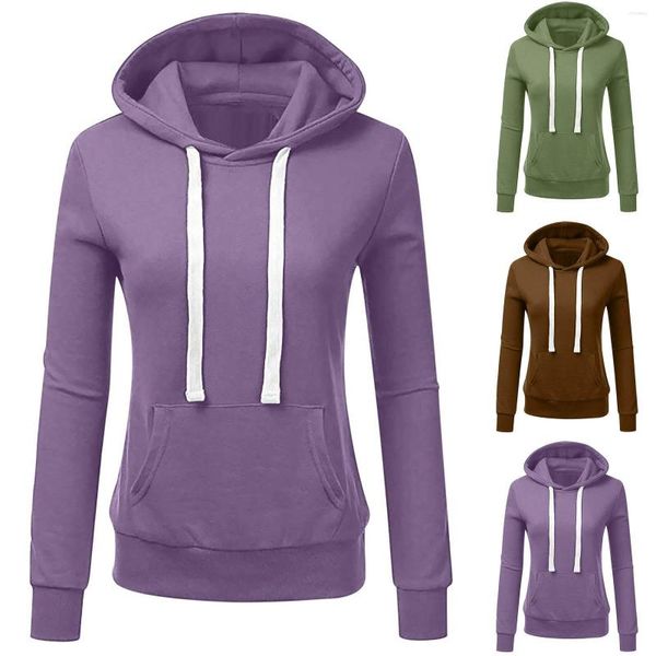 Hoodies femininos moletom casual cor sólida manga longa velo roupas femininas estilo europeu americano vintage harajuku pulôver