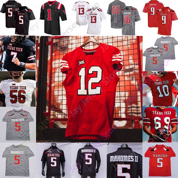 Texas Tech TTU Patrick Football Jersey College Patrick Mahomes II Tyler Shough Tahj Brooks Jerand Bradley Price Pierre Taylor-Demerson Matthews Low Valdez McCray