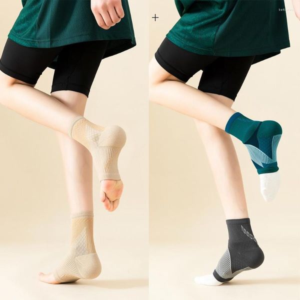 Meias femininas compressão esportes tornozelo pé proteção calcanhar apoio conforto resistente ao desgaste absorção de suor ginásio