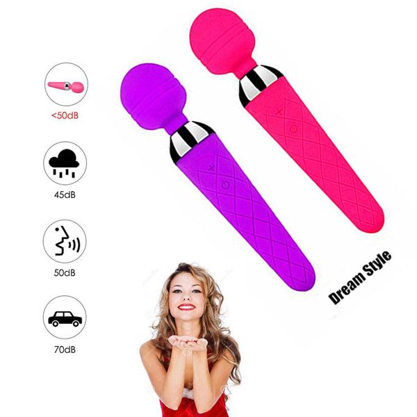 Dream Style USB Ricarica AV Bacchetta magica G Spot Stimolatore del clitoride Vibratori Funzionale Massaggiatore per il corpo Regali di festa per Gril Friend305b