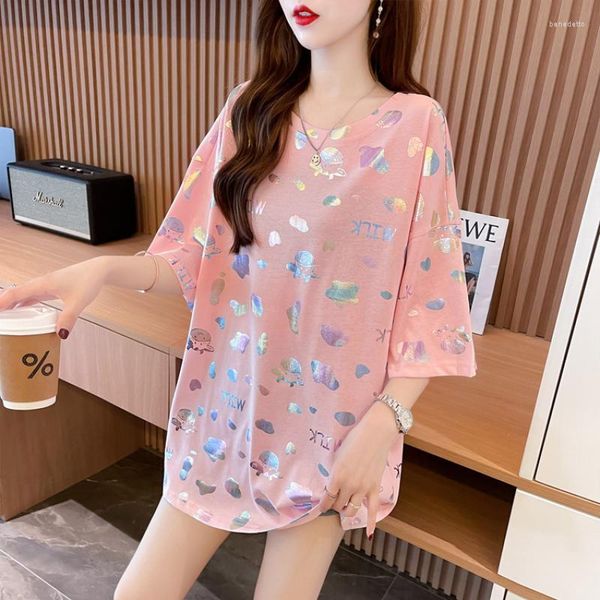 Frauen T Shirts Weiß Rosa Kurzarm Shirt Mädchen Sommer Harajuku Streetwear T-shirt Weibliche Lose Gedruckt Femme Koreanischen Stil